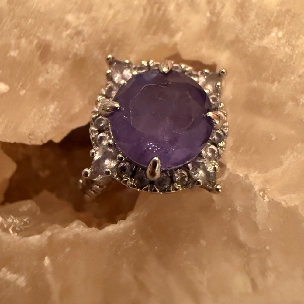 Elegant Purple Gemstone Silver Ring